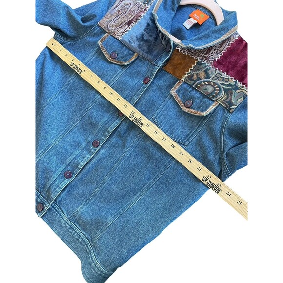 Hearts Of Palm Embellished Jean Jacket Paisley Plush Womens 14 Button Down‎ - Picture 9 of 10